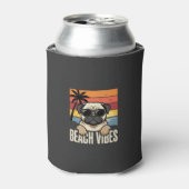 Strandstemming Pug Hond Zonsondergang Blikjeskoeler (Blikje Voorkant)