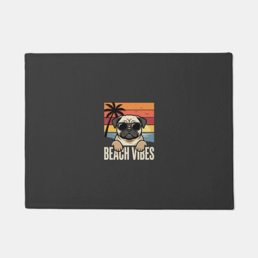 Strandstemming Pug Hond Zonsondergang Deurmat (Voorkant)