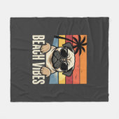 Strandstemming Pug Hond Zonsondergang Fleece Deken (Voorkant (Horizontaal))