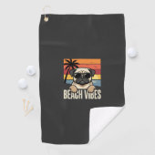Strandstemming Pug Hond Zonsondergang Golfhanddoek (Insitu)