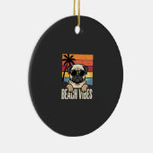Strandstemming Pug Hond Zonsondergang Keramisch Ornament (Rechts)
