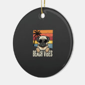 Strandstemming Pug Hond Zonsondergang Keramisch Ornament (Links)