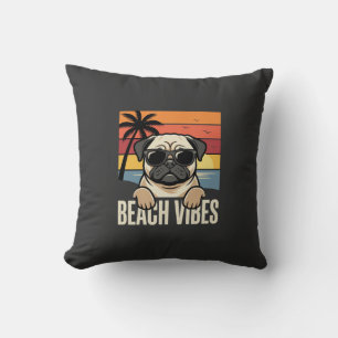 Strandstemming Pug Hond Zonsondergang Kussen
