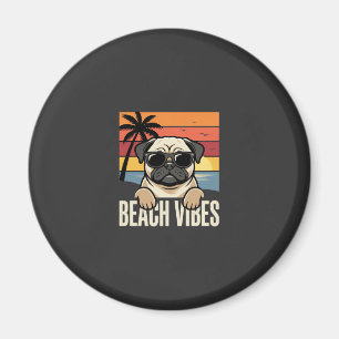 Strandstemming Pug Hond Zonsondergang Magneet