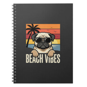 Strandstemming Pug Hond Zonsondergang Notitieboek