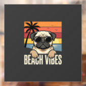 Strandstemming Pug Hond Zonsondergang Raamsticker (Vel 2)