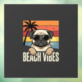 Strandstemming Pug Hond Zonsondergang Raamsticker (Vel 3)