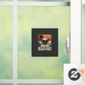 Strandstemming Pug Hond Zonsondergang Raamsticker (Huis)