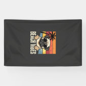 Strandstemming Pug Hond Zonsondergang Spandoek (Horizontaal)