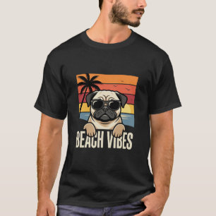 Strandstemming Pug Hond Zonsondergang T-shirt