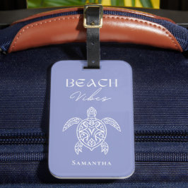 Strandstemming Tribale Zeeschildpad Donkerblauw  Bagagelabel