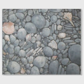 Strandstenen schelpen steentjes rotsen schilderen  cadeaupapier (Vlak)