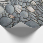 Strandstenen schelpen steentjes rotsen schilderen  cadeaupapier (Hoek)