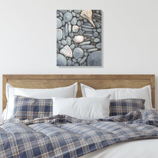 Strandstenen schelpen steentjes rotsen schilderen  canvas afdruk (Insitu (Slaapkamer))