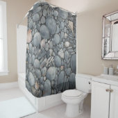 Strandstenen schelpen steentjes rotsen schilderen douchegordijn (In situ)