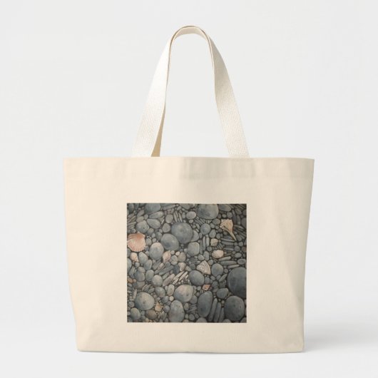 Strandstenen schelpen steentjes rotsen schilderen grote tote bag (Voorkant)