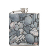 Strandstenen schelpen steentjes rotsen schilderen  heupfles (Voorkant)