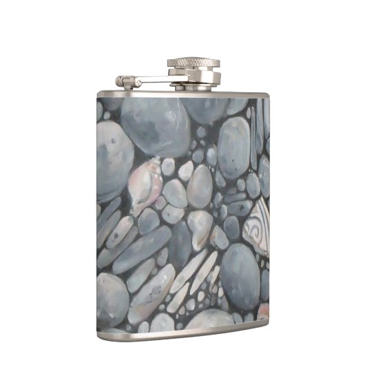 Strandstenen schelpen steentjes rotsen schilderen  heupfles (Rechts)