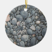 Strandstenen schelpen steentjes rotsen schilderen  keramisch ornament (Voorkant)