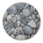 Strandstenen schelpen steentjes rotsen schilderen  keramische knop (Voorkant)