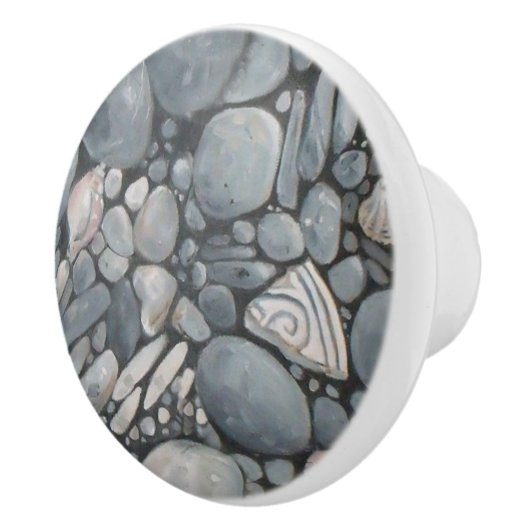 Strandstenen schelpen steentjes rotsen schilderen  keramische knop (Rechts)