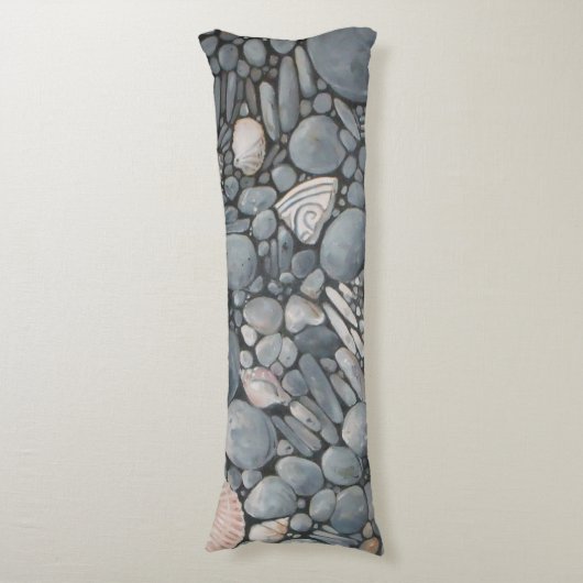 Strandstenen schelpen steentjes rotsen schilderen  lichaamskussen (Voorkant Verticaal)