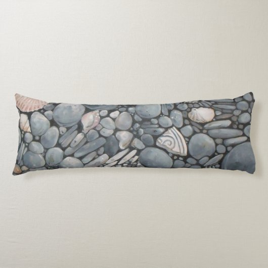 Strandstenen schelpen steentjes rotsen schilderen  lichaamskussen (Voorkant)