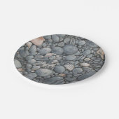 Strandstenen schelpen steentjes rotsen schilderen  papieren bordje (Gekanteld)