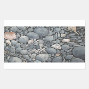 Strandstenen schelpen steentjes rotsen schilderen rechthoekige sticker