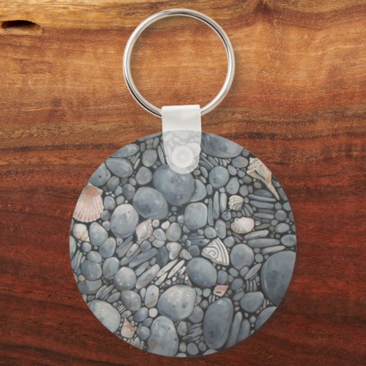 Strandstenen schelpen steentjes rotsen schilderen  sleutelhanger (Voorkant)