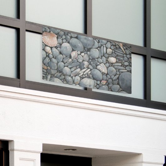 Strandstenen schelpen steentjes rotsen schilderen spandoek (Buitenkant Gebouw)