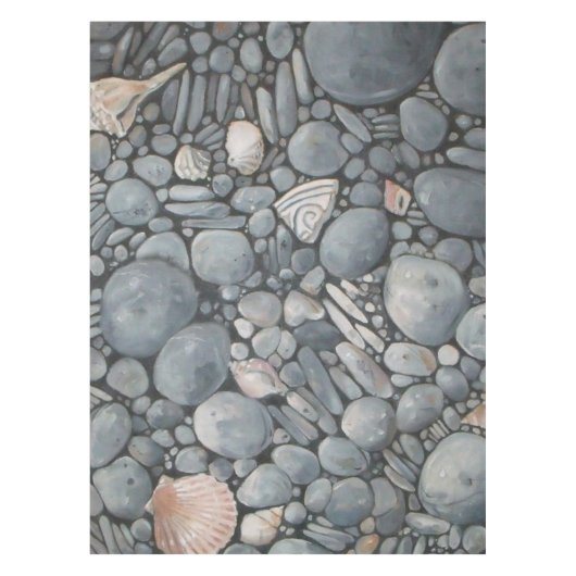 Strandstenen schelpen steentjes rotsen schilderen tafelkleed (Voorkant)