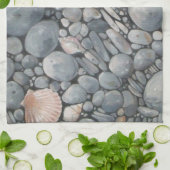 Strandstenen schelpen steentjes rotsen schilderen  theedoek (Gevouwen)