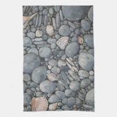 Strandstenen schelpen steentjes rotsen schilderen  theedoek (Verticaal)