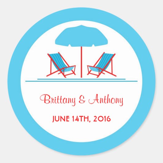 Strandstoel Bruiloft Sticker (Voorkant)