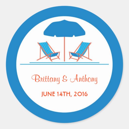 Strandstoel Bruiloft Sticker (Voorkant)
