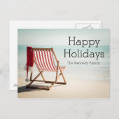 Strandstoel met kerstmuts feestdagenkaart (Voorkant / Achterkant)