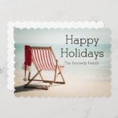 Strandstoel met kerstmuts feestdagenkaart (Voorkant / Achterkant)