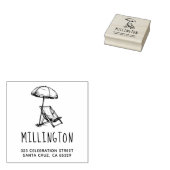  strandstoel & paraplu retouradres rubberstempel (Gestempeld)