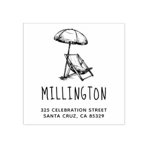 strandstoel & paraplu retouradres rubberstempel