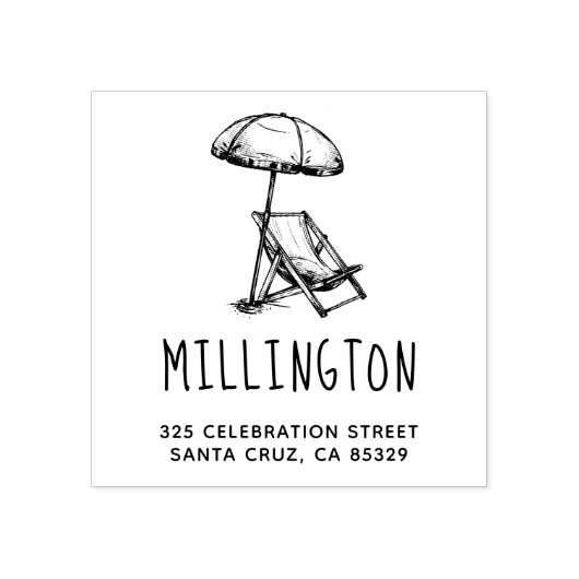  strandstoel & paraplu retouradres rubberstempel (Afrduk)