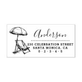Strandstoel & Paraplu Script Naam Retouradres Rubberstempel (Afrduk)
