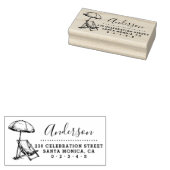 Strandstoel & Paraplu Script Naam Retouradres Rubberstempel (Gestempeld)