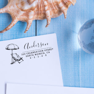 Strandstoel & Paraplu Script Naam Retouradres Zelfinktende Stempel