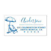 Strandstoel & Paraplu Script Naam Retouradres Zelfinktende Stempel (Design)