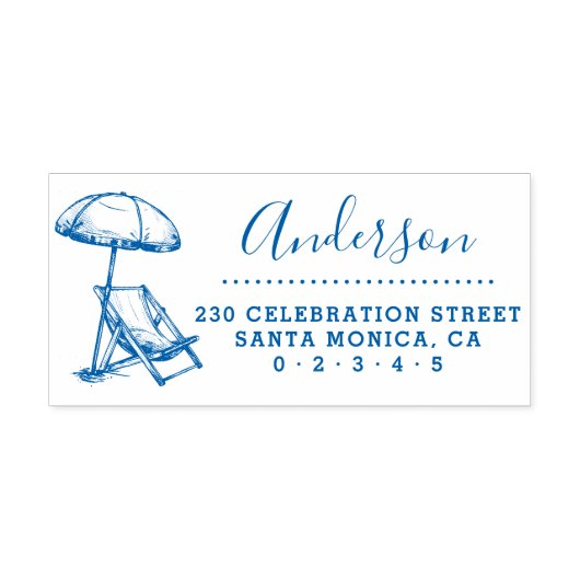 Strandstoel & Paraplu Script Naam Retouradres Zelfinktende Stempel (Design)