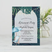 Strandstoel, Parasol, Palm Leaves Pensioen Kaart (Staand voorkant)