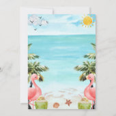Strandstoel, Parasol, Palm, Roze Flamingo's Kaart (Achterkant)