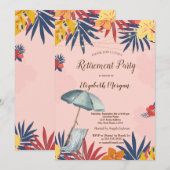 Strandstoel, Parasol, Palmbladeren Hibiscus Kaart (Voorkant / Achterkant)