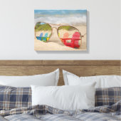 Strandstoel reflectie in vlieger zonnebril canvas afdruk (Insitu (Slaapkamer))